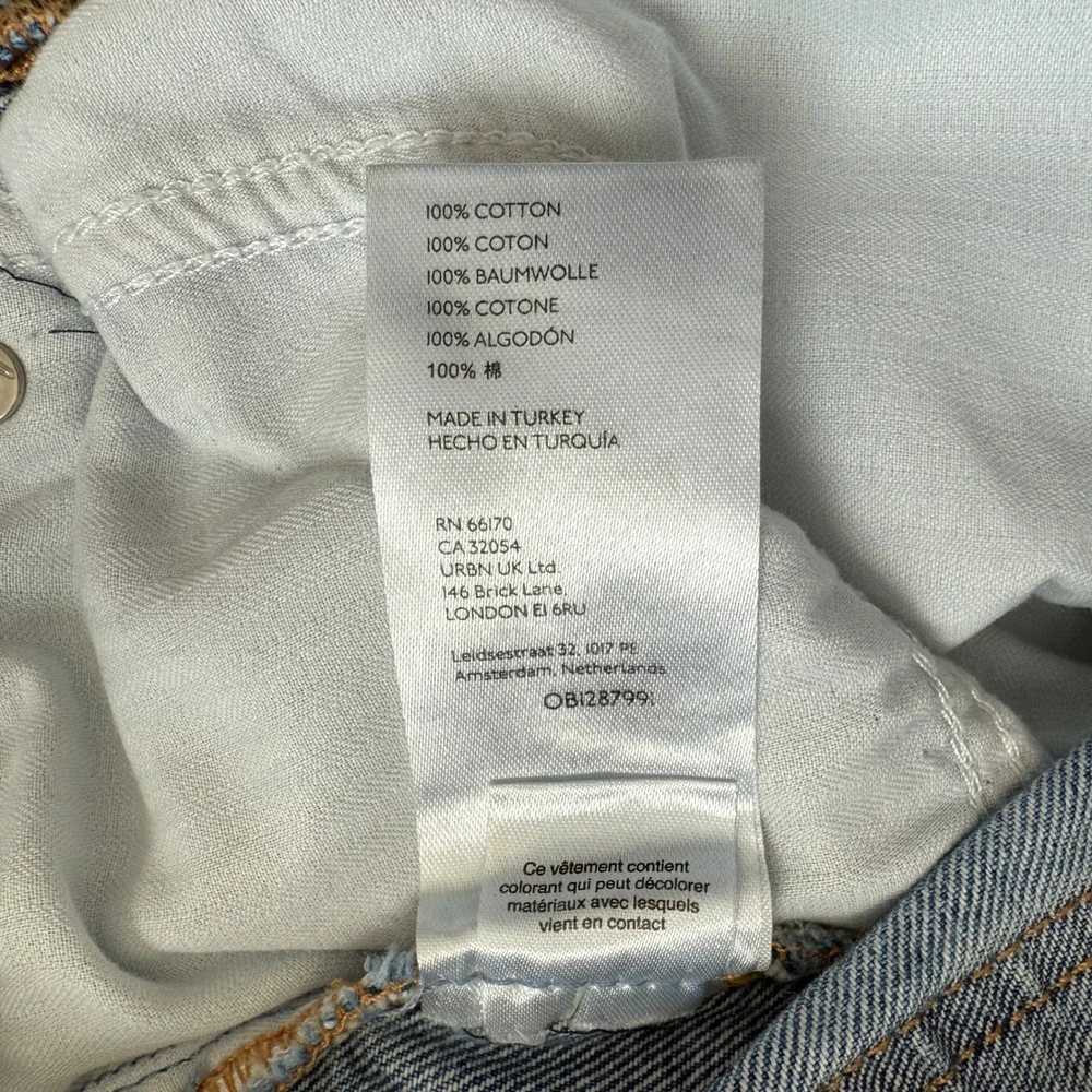 We The Free Ripped High Rise Straight Leg‎ Jeans Light Wash Distressed 24 Baggy